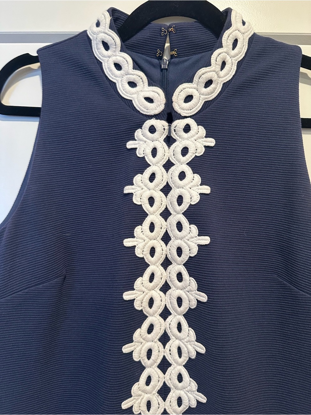 Lilly Pulitzer Callista Navy Sleeveless Mini Dress with White Lace Trim - Picture 3 of 6